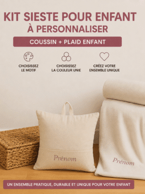 Pack rentrée maternelle : sac à dos imperméable + kit sieste personnalisé motif renard. Confort, praticité et douceur cousus main en France. Série limitée !