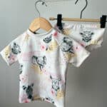 Maillot savane rose 1-2 ans culotte + tee shirt manches courtes +9,00&nbsp;&euro;