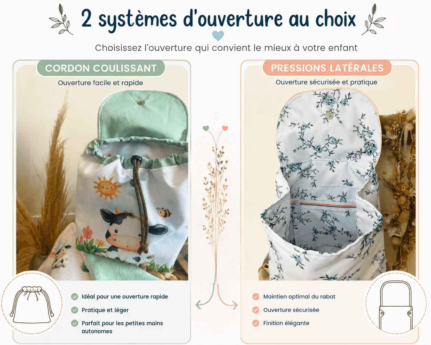 Ouverture du sac a dos à personnaliser pour la maternelle