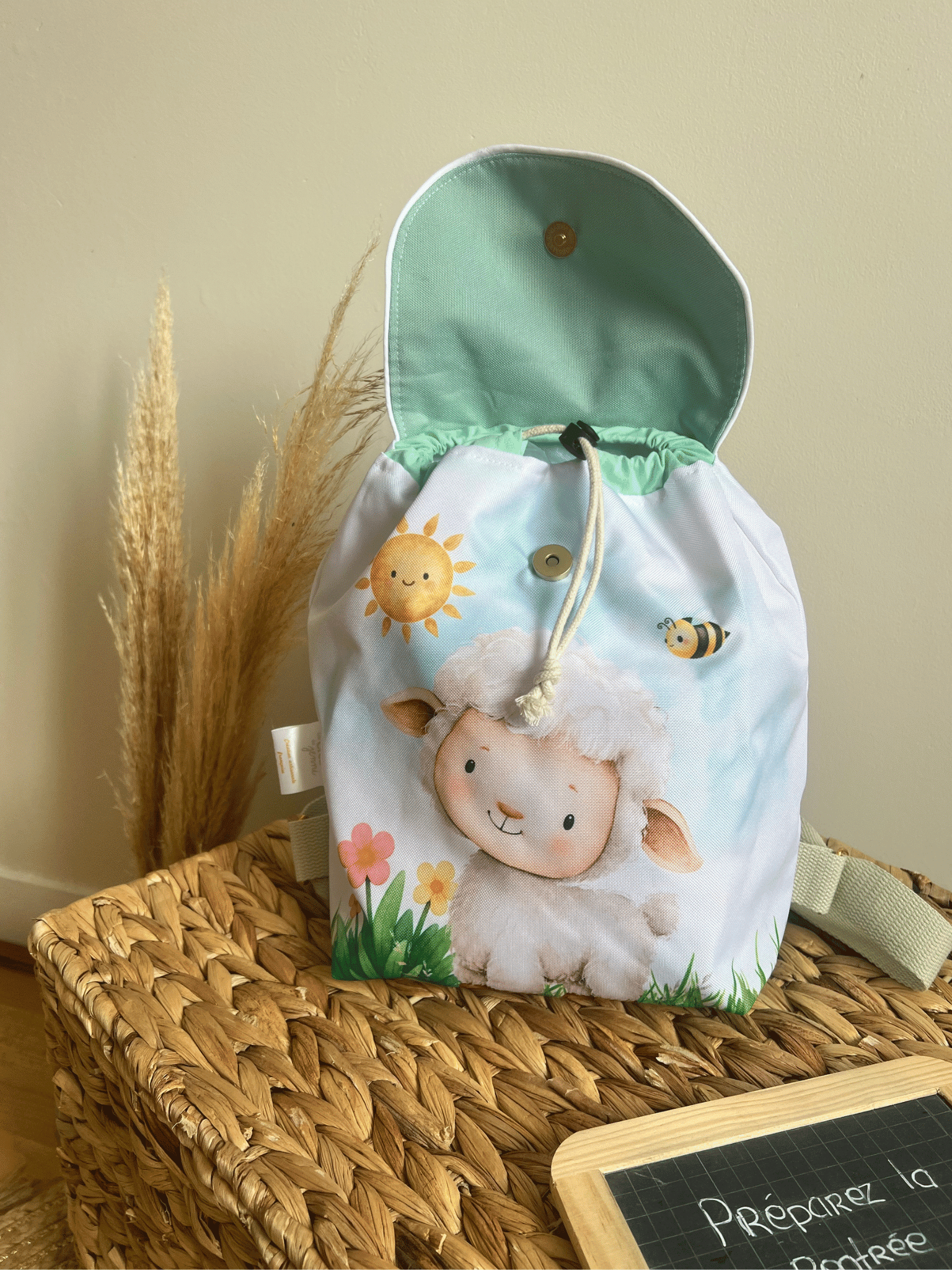 Sac à dos maternelle personnalisé – Motif Mouton En stock – Image 4