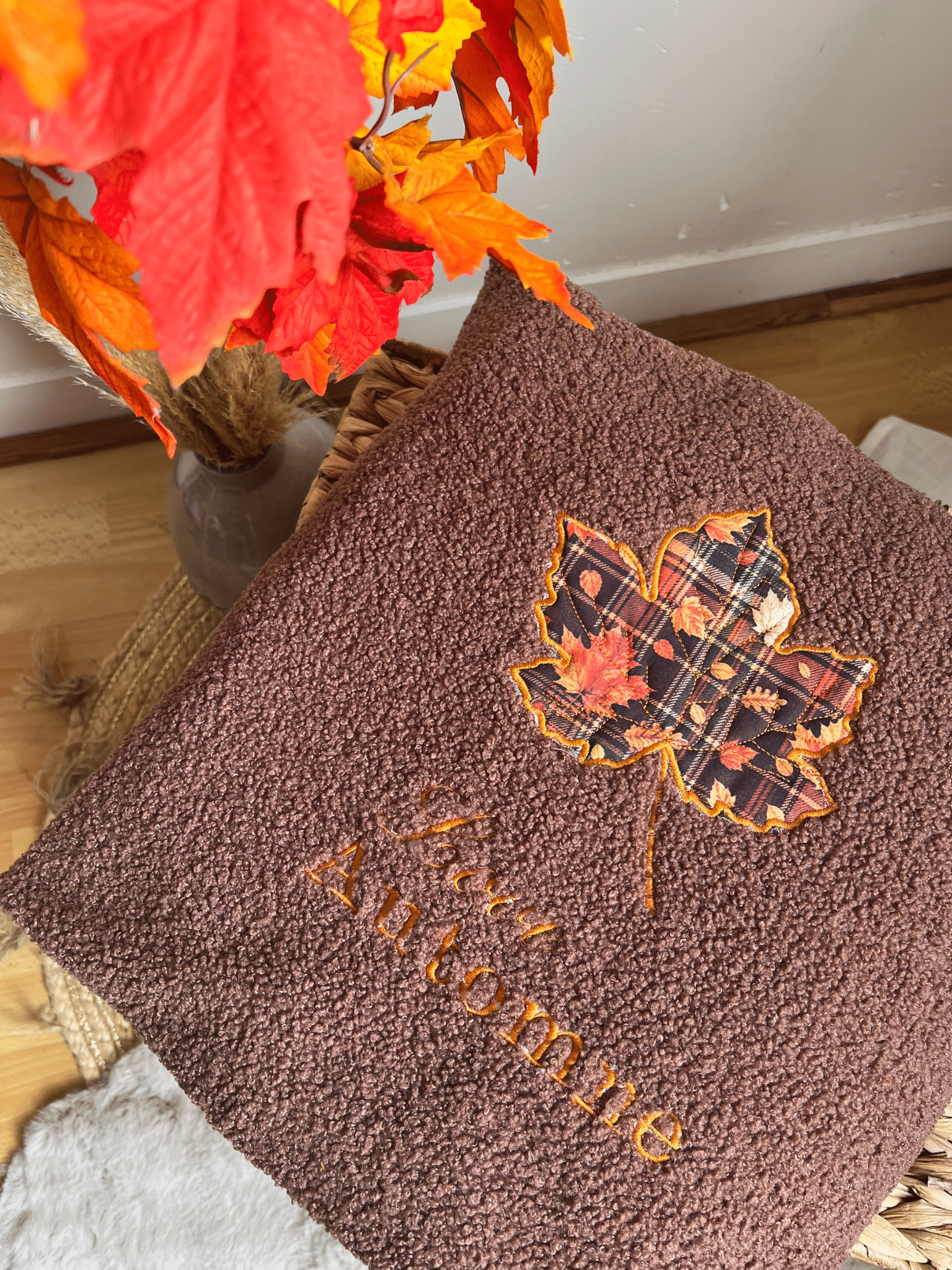 coussin feuille d'automne