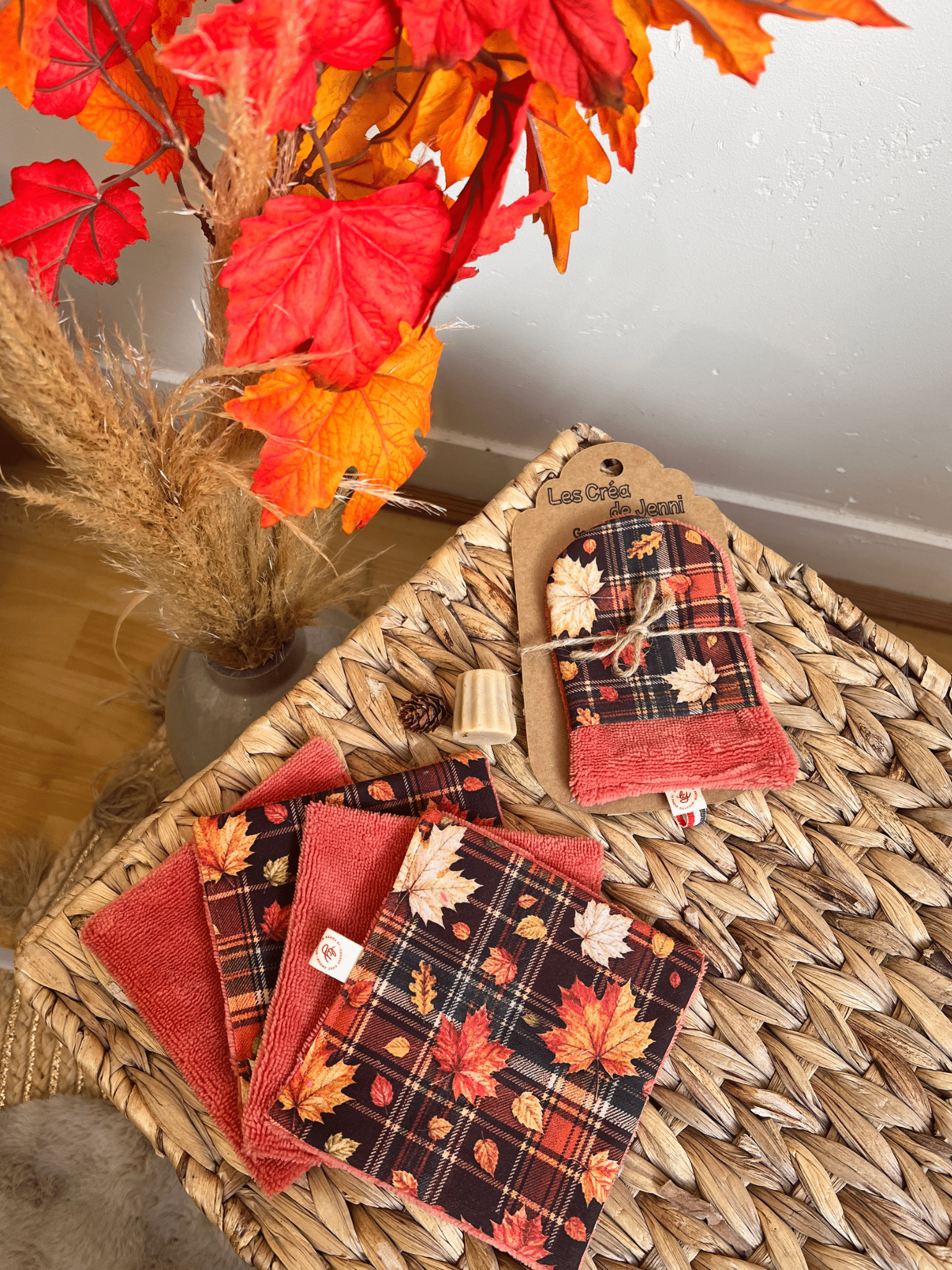 Lingettes démaquillantes d'automne lavables à composer – Image 5