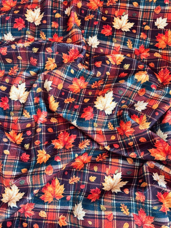Plaid d’automne écossais & feuilles Moutarde - à personnaliser – Image 2