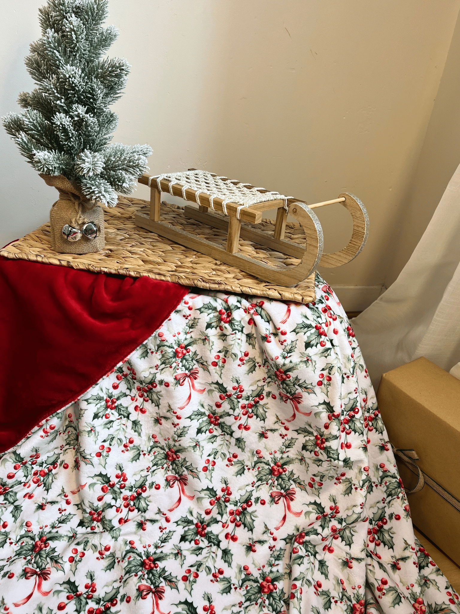Plaid de Noël « Houx de Noël » – à personnaliser