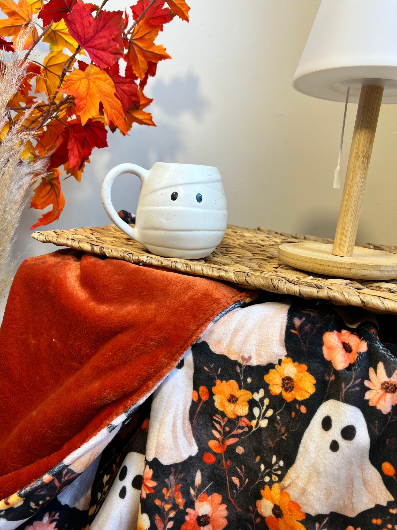 Plaid Halloween Fantômes & Fleurs - en stock – Image 2